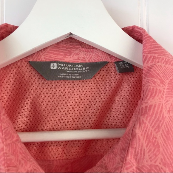 Mountain Warehouse Button Down Summer Shirt size 12, Coral Leaf Print Cotton - Picture 4 of 13
